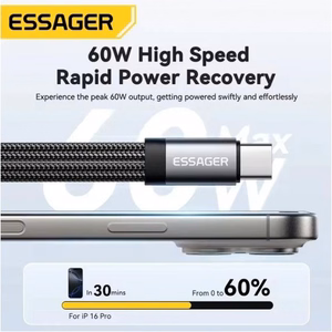 Adapteris Essager Dual String2 melns (In: Male Type-C / Out: Female 2xType-C)