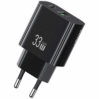 Tīkla lādētājs USAMS CC317 T65 33W 1xUSB-C 1xUSB-A Fast Charging melns