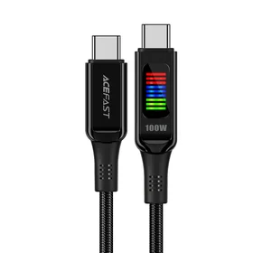 Acefast C7-03 USB-C USB-C 100W 1.2m kabelis ar ekrānu - melns