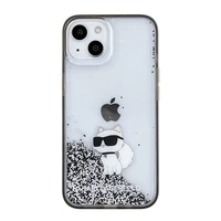 Karl Lagerfeld Liquid Glitter Choupette viedtālruņa apvalks iPhone 15 - caurspīdīgs