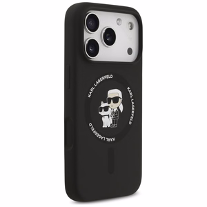 Karl Lagerfeld Silikona Karl&Choupette Gredzena Magnētiskais viedtālruņa apvalks iPhone 17 Pro Max - melna
