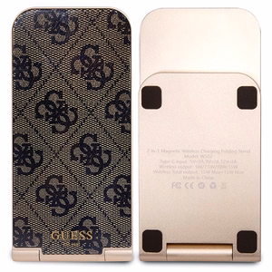 Guess 4G Pattern MagSafe складное 2 в 1 15W индуктивное зарядное устройство - коричневый