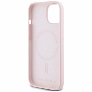 Karl Lagerfeld silikona Karl&Choupette Magnētiskais viedtālruņa apvalks iPhone 15 - rozā