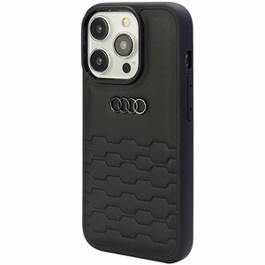 Audi GT Sintētiskā ādas viedtālruņa apvalks iPhone 15 Pro - melns