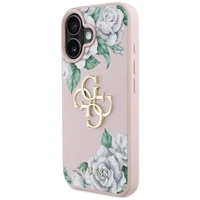 Guess Grained Roses Big 4G logo viedtālruņa apvalks iPhone 16 - rozā
