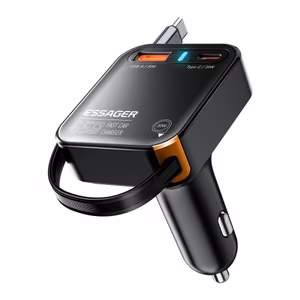 Car Charger Essager "Yttrium" black 65W (integrated Type-C cable)