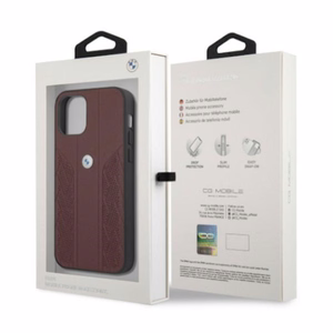 BMW Leather Curve Perforate Case for iPhone 12 / iPhone 12 Pro - Red