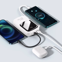 Baseus Qpow ar digitālo indikatoru portatīvais lādētājs ar ātru uzlādi 20000mAh 22.5W QC/PD/SCP/FCP ar iebūvētu USB-C kabeli balta