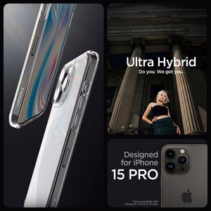 Spigen Ultra Hybrid viedtālruņa apvalks iPhone 15 Pro - caurspīdīgs matēts