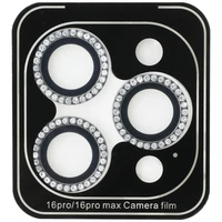 Guess BP Rhinestone 2in1 aizsargstikla un kameras objektīva komplekts iPhone 16 Pro Max - sudraba