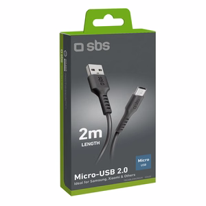 SBS TECABLEMICRO2K USB-A - Micro-USB kabelis 2 m - melns