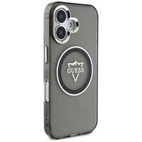 Guess IML Metal Mountain Logo Magnētiskais viedtālruņa apvalks iPhone 16 - melns