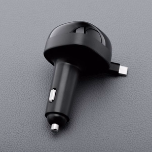 Car charger Forcell F-Energy Alu USB C + USB A + retractable cable USB C PD QC4.0 SFC2.0 3A 75W black