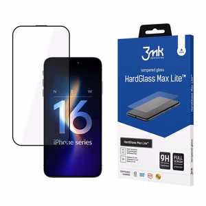 3mk HardGlass Max Lite Rūdītais stikls ar melnu rāmi priekš iPhone 16 Pro