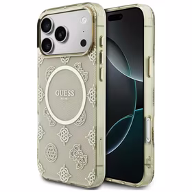 Guess IML Peony Dot MagSafe Maciņš for iPhone 17 Pro Max - bēšs