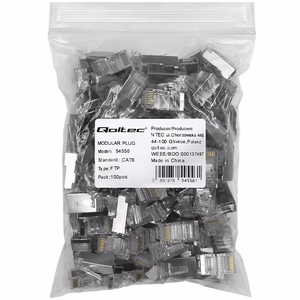 Qoltec 54556 RJ45 Modulārais Savienotājs CAT6 FTP Apzeltīti Kontakti 100 gab.