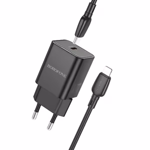 Borofone Wall Charger BN13 Safety GaN - Type C - PD 30W with Type C to Lightning cable black