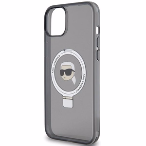 Karl Lagerfeld gredzena statīva Karl Head MagSafe viedtālruņa apvalks iPhone 15 Plus / 14 Plus - melns