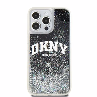 DKNY šķidrā spīduma lielā logotipa viedtālruņa apvalks iPhone 14 Pro Max - melns