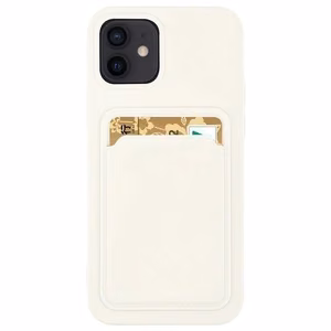 Kartīšu apvalks silikona maks ar kartes nodalījumu dokumentiem Xiaomi Redmi 10X 4G / Xiaomi Redmi Note 9 balta