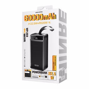 Внешний аккумулятор WK Design "WP-269" чёрный 60000mAh (PD 20W / QC3.0 22.5W)