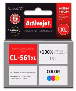 Activejet AC-561NX – trīskrāsu tintes kasetne, aizstāj Canon CL-561XL, 18 ml, Supreme
