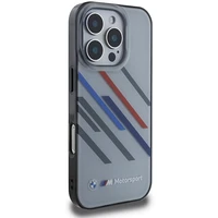 BMW Motosport IML nejaušas svītras iPhone 16 Pro apvalks - pelēks