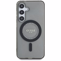 Guess Kristāli Drukāts Klasiskais Logotips Magnētiskais Samsung Galaxy S25 viedtālruņa apvalks melna