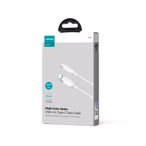 Joyroom Multi-Color Series S-A34 USB-A / USB-C 100W kabelis 1m - balts