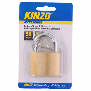 Kinzo 50 mm misiņa piekaramā slēdzene ar 3 atslēgām