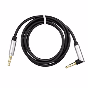 Kabelis AUX Jack 3,5 mm (vīriešu) uz Jack 3,5 mm (vīriešu) 90 grādu leņķī 1 m melns
