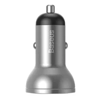 Baseus auto lādītājs ar displeju 2x USB, 4,8A, 24W (sudrabains)