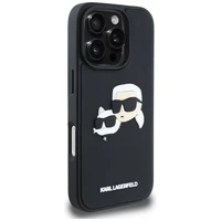 Karl Lagerfeld HC 3D Gumijas Divu Galvu apvalks iPhone 16 Pro Max - melns