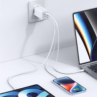 USAMS tīkla lādētājs 2xUSB-C+1xUSB 65W (only head) GaN PD3.0 +QC3.0 Fast Charging gradients violets Sandru Series CC180TC03 (US-CC180)