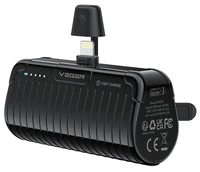 VEGER portatīvais lādētājs 5000 mAh ar iebūvētu savienotāju Lightning PlugOn PD QC3.0 3A 20W W0558P melna