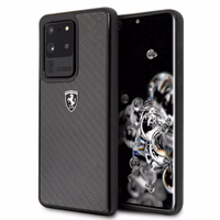 Ferrari Carbon Heritage viedtālruņa apvalks Samsung Galaxy S20 Ultra - melns