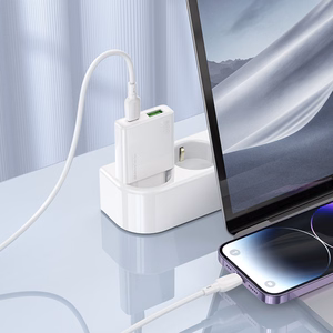 Borofone Сетевое зарядное устройство BN25 Wish (Ultra Thin) - USB + Type C - PD QC 3.0 30W белое