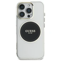 Guess IML Metal Colored Circle Classic Logo Magnētiskais viedtālruņa apvalks iPhone 16 Pro Max - melns
