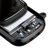 Powerbank Baseus Qpow PRO ar Lightning kabeli, USB-C portu un USB 20000mAh, 20W (melns)