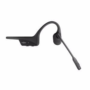 SHOKZ OpenComm2 2025 bezvadu Bluetooth kaulu vadīšanas austiņas videokonferencēm ar USB-C uzlādes portu, trokšņu slāpēšanas mikrofonu, melnas