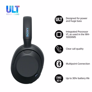 Sony ULT WEAR – bezvadu Bluetooth austiņas ar ULT POWER SOUND, dziļiem basiem, trokšņu slāpēšanu, līdz 30 h akumulatoru