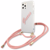 Guess Script Vintage iPhone 12 Pro Max 6.7" apvalks - rozā