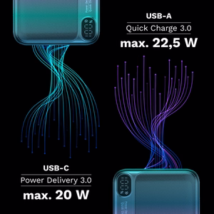 Kruger&Matz 40000 mAh Li-ion ārējais akumulators ar QC un PD