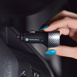 Car charger Forcell F-Energy Carbon 2 x USB C QC3.0 PD 3A 40W CC50-2C black
