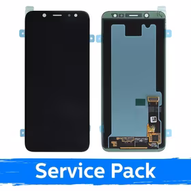 LCD Displejs Saderīgs ar Samsung A600 2018 A6 Melns (Service Pack)