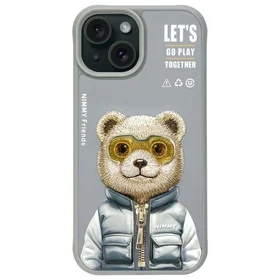 Nimmy Cool&Cute 2.0 Lāča viedtālruņa apvalks iPhone 15 - pelēks
