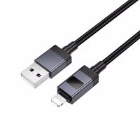Kabelis USB A uz Lightning Hoco 2,4A ar ekrānu 1 m X118 melns