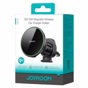 Automašīnas turētājs Joyroom JR-ZS214 Qi2 melns bezvadu uzlāde 15W magnētisks / gaisa ventilatora reste