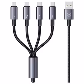 USAMS kabelis 4in1 2xUSB-C/Lightning/MicroU SB 15W 1,2m Aluminum Alloy Data Cable Sufeng Series SJ739USB101 (US-SJ739)