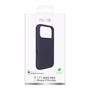 Puro Icon Mag Pro чехол из жидкого силикона для iPhone 17 Pro Max, совместимый с MagSafe, с защитой камеры и алюминиевыми кнопками - темно-синий